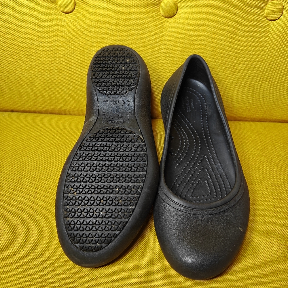 CROCS Kadee Casual Black Slip On Ballet Flats Sandals Womens Size 6 - Picture 8 of 9